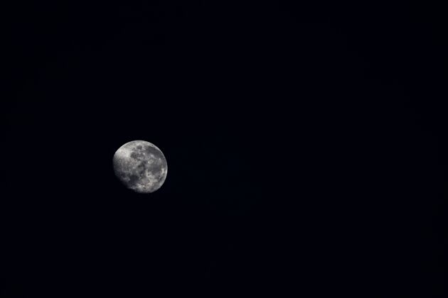 行星美丽的月亮在黑暗中闪闪发光夜自然满月