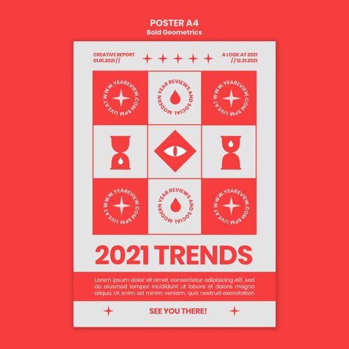 日新年回顾和趋势的垂直海报模板2020新