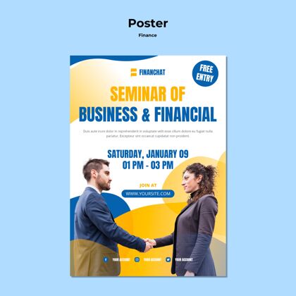 海报商业和金融研讨会垂直海报模板垂直商业金融