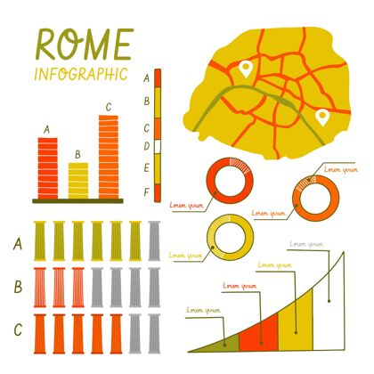 地形手绘罗马地图信息图城市世界地理