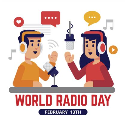 音乐平面设计背景世界广播日与主持人平面设计音量平面