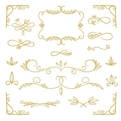 经典金色书法装饰系列优雅复古装饰