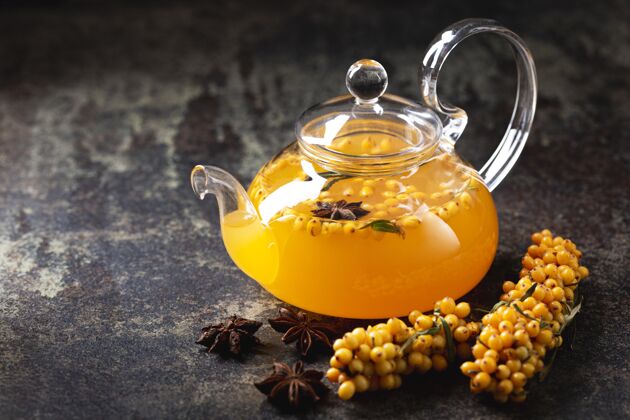 冬季美味健康的沙棘茶茶季节角度
