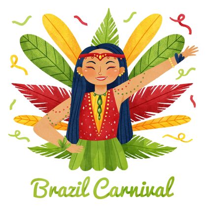 化装舞会带羽毛的巴西水彩画狂欢节伪装庆典面具