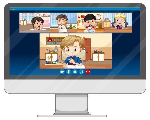 屏幕学生视频聊天在线屏幕上的电脑屏幕在线聊天年轻