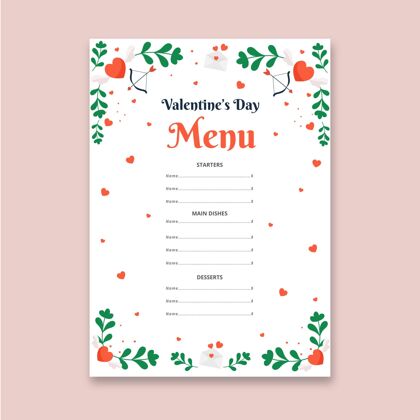 打印平淡的情人节菜单浪漫情人节准备打印