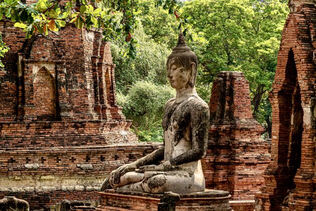 神在泰国拍摄的美丽的watphramahatatphra佛教佛教冥想