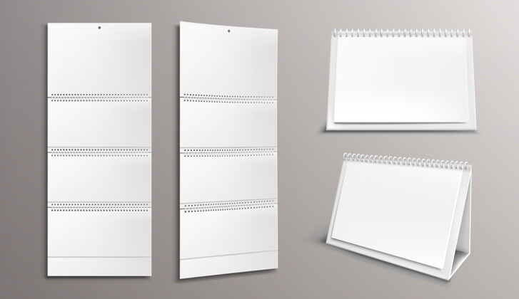 便条带有空白页和活页夹的日历模板侧面螺旋形日记
