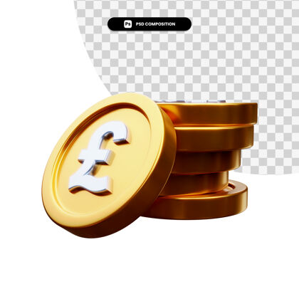 渲染一堆金币在3d渲染隔离商业金融信贷