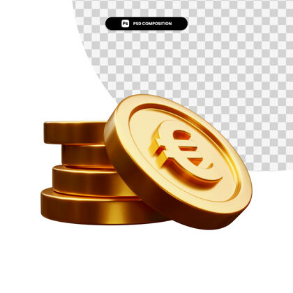 3d一堆金币在3d渲染隔离货币金融渲染