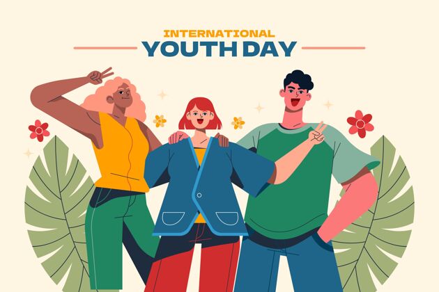 国际国际青年节插画全球庆典手绘