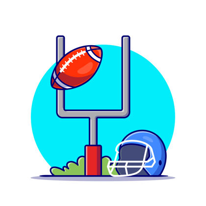 能量头盔和橄榄球在球场上力量教育插图