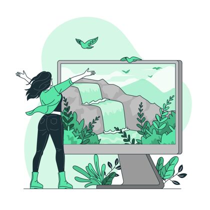 设备屏幕上的自然？概念图环境自然电脑