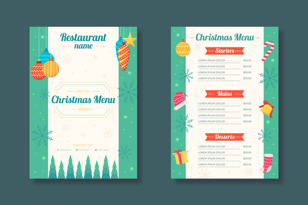文化平面设计圣诞菜单模板节日圣诞节快乐