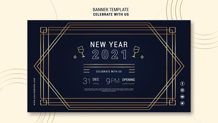 2021优雅的新年派对横幅模板庆祝横幅场合