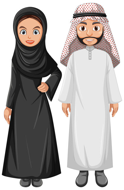 阿拉伯语穿着阿拉伯服装的成年阿拉伯夫妇头巾情侣阿拉伯人
