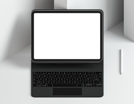 无线各种现代平板电脑和键盘模型连接设备