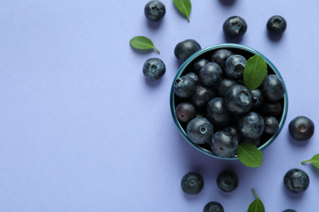 成熟新鲜浆果概念与蓝莓紫罗兰有机饮食美味